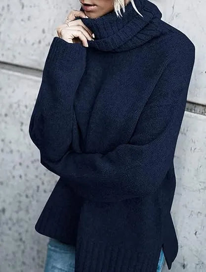 Women's Oversized Chunky Knit Turtleneck Pullover Sweater