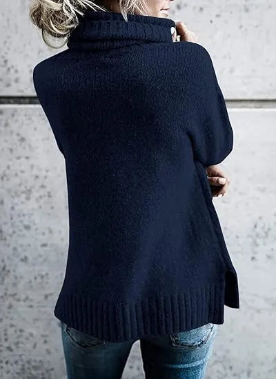 Women's Oversized Chunky Knit Turtleneck Pullover Sweater