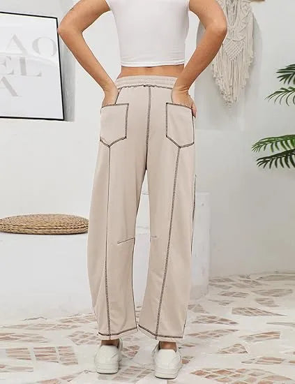 Women's Elastic Smocked Waist Wide-Leg pants