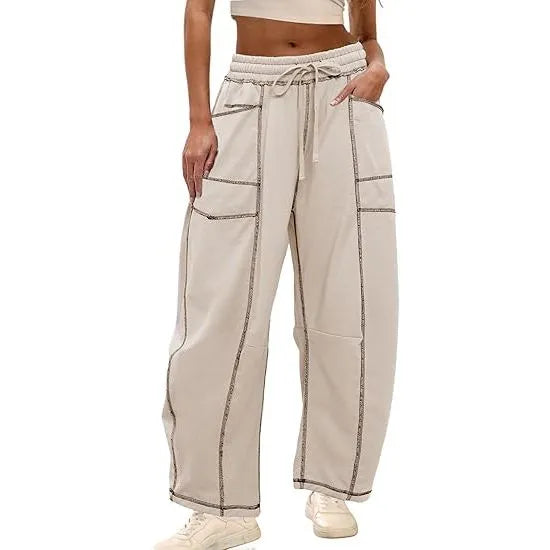 Women's Elastic Smocked Waist Wide-Leg pants