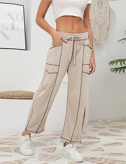 Women's Elastic Smocked Waist Wide-Leg pants