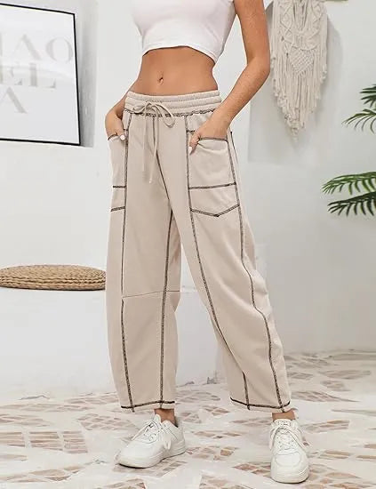Women's Elastic Smocked Waist Wide-Leg pants