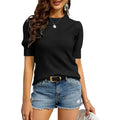 Women's Crewneck Puff Short Sleeve Knit Top