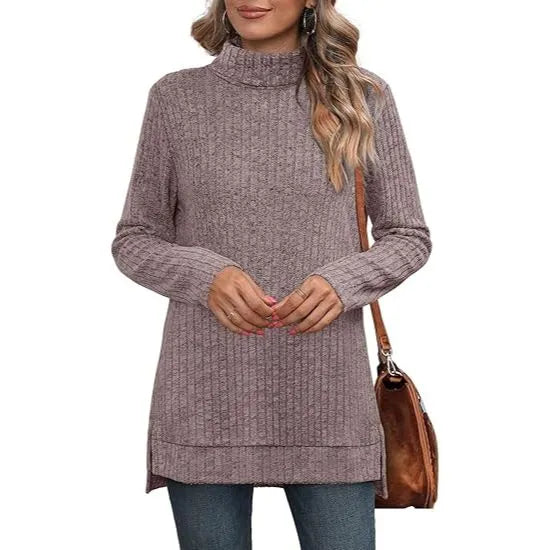 Women's Oversized Turtleneck Side Split Tunic Sweaters