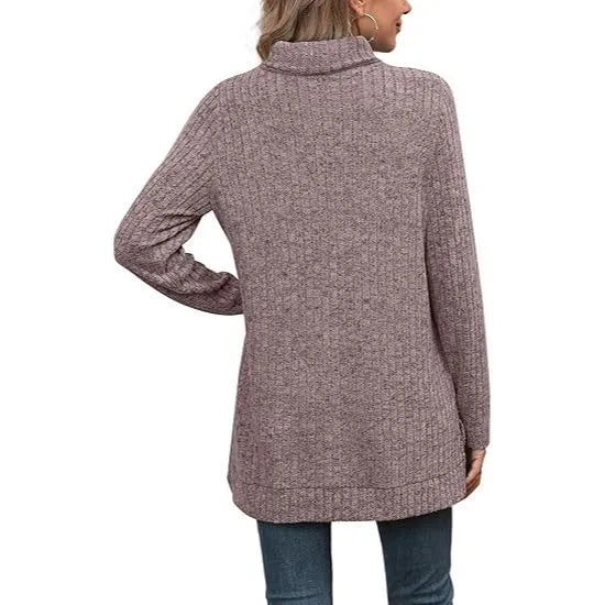 Women's Oversized Turtleneck Side Split Tunic Sweaters